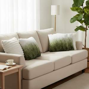 5PC 3x Ombre Faux Fur and 2x Boho <b>Cream</b> Tassel Pillowcase <b>Set</b> Decorative <b>Sofa</b> and Bed Throw Pillow Covers - Product Image 2