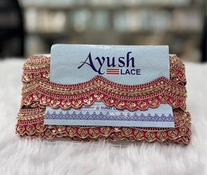 Bead <b>Sequin</b> Lace Border Elegant Indian Bridal Ethnic Ribbon Two Inch Embroidered Sewing Garment Decorative Trim <b>Material</b> - Product Image 1