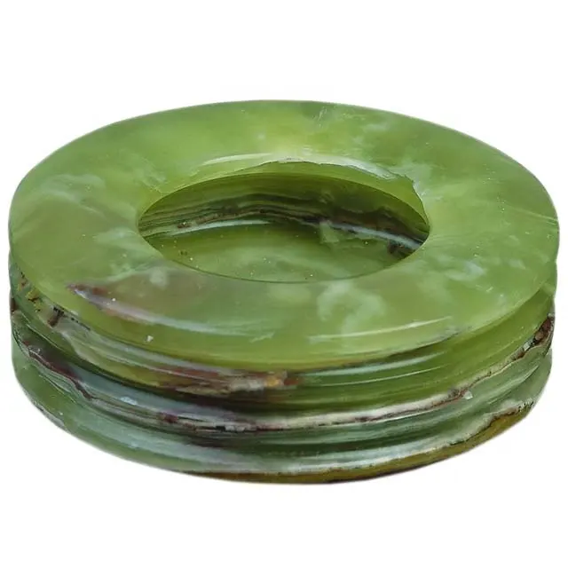 Cendrier assortis en pierre naturelle de marbre et d'onyx vert pour cendres de Cigarette avec quatre anneaux de 4 pouces, 5 pouces et 6 pouces