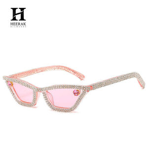 Luxury Full Rhinestone Cat Eye <b>Sunglasses</b> Women <b>Small</b> <b>Frame</b> Crystal Diamond Vintage Designer Shades - Product Image 2