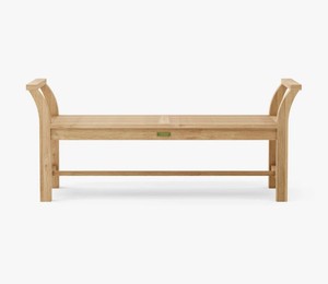 Modern Design Teak Wood Patio <b>Bench</b> Striped Timber Slat Settee with Curved Side Handles - Product Image 1