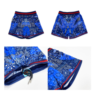 Shorts de sport pour homme personnalisés, taille élastique, double couche en mesh, 220g, polyester, impression par sublimation, motif flamme - Product Image 2