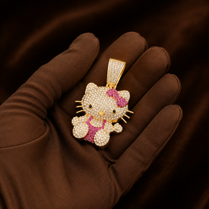 <b>Iced</b> <b>Out</b> Cartoon Cat Pendant Necklace Jewelry Brilliant Round Shape Diamond Pendant Zinc Alloy Gift for Women - Product Image 6