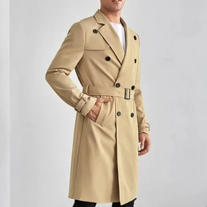 <b>Mens</b> Leather Long Coat Soft Warm Trench Overcoat Full Length Winter Outerwear Classic Button Jacket Casual Business - Product Image 2
