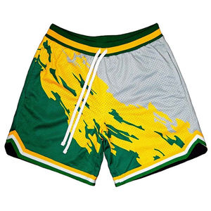 Shorts de sport en maille respirante à séchage rapide avec logo personnalisé de haute qualité pour hommes, décontractés, en polyester élastique - Product Image 2