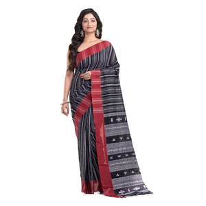 Nueva Colección de Sarees de Algodón Buti Rojo, Negro y Blanco, Suaves y Ligeros, Hechos a Mano, con Diseño Elegante para Bodas, de la India - Product Image 5