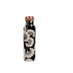 Bouteille d'eau en cuivre avec pierre d'obsidienne, motif veine minérale dorée, réutilisable, pour boisson bien-être, collection cadeau premium - Product Image 2