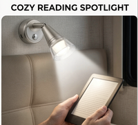 Lampe LED rotative à commande tactile 12 V dimmable avec double port USB à charge rapide pour camping-car, caravane et bateau