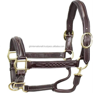 Caballo de cuero marrón de costura de doble capa, diseño personalizado con relleno suave en la corona y ajuste a prueba de óxido - Product Image 5