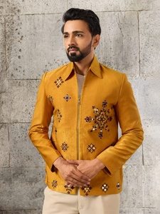 Best Quality Men's Yellow <b>Jacket</b> With Pant Set Stylish Ethnic Wear Outfit <b>For</b> <b>Wedding</b> Party Festival And Special Occasion - Product Image 2