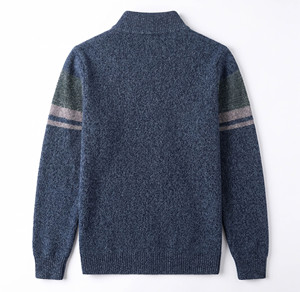 <b>Men's</b> Wool Acrylic Striped 1/4 Zip <b>Turtleneck</b> Cardigan Full Sleeve Thick Anti-Pilling Winter <b>Sweater</b> - Product Image 2