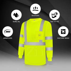 Camiseta de Seguridad Reflectante ANSI Clase 1, Impermeable, con LED Intermitente, Ligera, de Alta Visibilidad, Manga Larga, Secado Rápido y Transpirable - Product Image 5