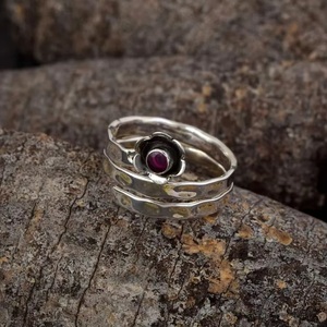 925 Sterling Silver Natural Red Garnet Multi Band <b>Stacking</b> <b>Ring</b> Handmade Fashion Jewelry for Women Valentine Gift - Product Image 6
