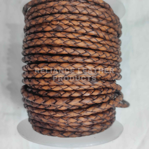 4mm Antique Dark Brown Matt Round <b>Braided</b> Leather <b>Cord</b> Genuine Leather Jewelry Findings - Product Image 4