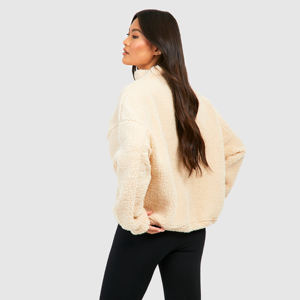 Nouvelle Collection Hiver – Sweat-shirt Teddy Oversize à Col Montant et Demi-Zip pour Femme, Grande Taille, en Polaire Tricotée - Product Image 6