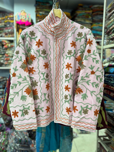 <b>Women</b> Handmade <b>Velvet</b> Suzani <b>Jacket</b> Short Floral Embroidered Ethnic Boho Open Front Traditional Designer Outerwear Coat - Product Image 2