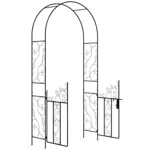 Arco da Giardino in Metallo Nero da 226,6 cm con Cancello, Elegante Arco Nuziale e Pergola per Piante Rampicanti e Rose - Product Image 1