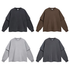 เสื้อยืดสตรีทแวร์สั่งทำพิเศษ แขนยาวสองชั้น พิมพ์ลายโลโก้ด้วยเทคนิค DTG สไตล์วินเทจ ทรงโอเวอร์ไซส์ ล้างสีแบบแอซิดวอช สำหรับผู้ชาย - Product Image 6