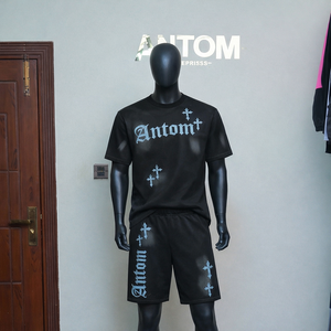 ชุดลำลองผู้ชาย 2 ชิ้น เสื้อยืดแขนสั้นทรงหลวม กางเกงขาสั้น คอกลม ระบายอากาศได้ดี น้ำหนักเบา ผ้าฟลีซ 100% ผ้าฝ้าย สำหรับฤดูร้อน - Product Image 2