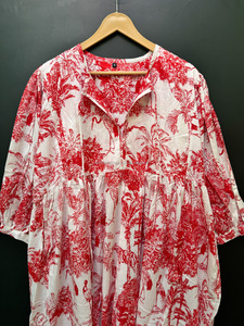 เดรสมิดิพิมพ์ลายคอตตอนแท้มาใหม่สำหรับผู้หญิงเหมาะสำหรับบรันช์และการออกไปข้างนอกในฤดูร้อน - Product Image 2