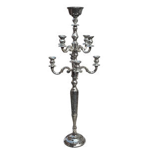 Candélabre en métal à 9 bras, lot de 2, pour décoration de Noël, plaqué argent, décoration de restaurant et d'entrée, porte-bougies faits à la main - Product Image 2