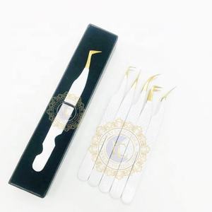 Pince à épiler professionnelle d'extension de cils en acier inoxydable de marque privée - Product Image 4