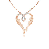 Pendentif en forme de cœur avec ailes d'ange dorées et diamant cultivé en laboratoire, bijoux romantiques pour femmes, or 10K 14K 18K, argent 925 935