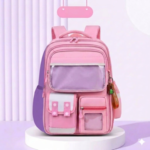 Mochila Escolar de Poliéster Impermeable con Dibujos Animados para Niñas, Ligera y Duradera para Primaria - Product Image 3