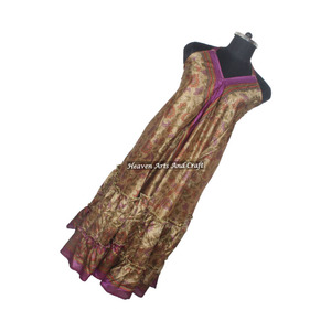 Vestido Largo de Seda con Estampado Floral Vintage Indio, Vestido de Noche Elegante sin Mangas para Mujer - Product Image 3