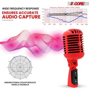 Vintage Classic Dynamic XLR <b>Studio</b> Microphone Retro Style Red - Product Image 6