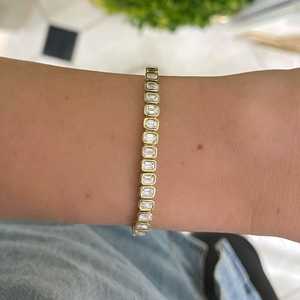 Bracelets tennis en diamant, monture illusion, fermoir boîte, solitaire, pour usage quotidien, 7 pouces, or massif 10k 14k 18k, taille émeraude, diamant de laboratoire - Product Image 2