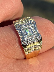 <b>Mens</b> Hip Hop <b>Ring</b> Iced Micro pave Baguette <b>Ring</b> 14k Gold Over Sterling Silver Moissanite <b>Ring</b> Bling Luxury Luxury - Product Image 3