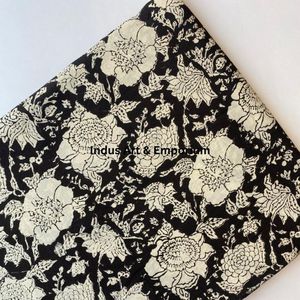 Tela de Algodón Cambray Estampada a Bloques 60x60, Tela de Algodón con Estampado Tradicional Jaipuri - Product Image 3