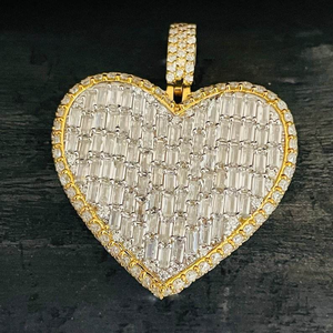 Collar de Lujo con Colgante de Corazón de Moissanita, Plata 925 con Baño de Rodio, Estilo Baguette Halo, Hip Hop, Joyería Fina Romántica, Regalo - Product Image 4