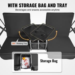 "2-Seat Patio <b>Swing</b> Chair with Adjustable Canopy Porch <b>Swing</b> Storage Bag Rotating Tray Oxford Fabric & Polyester Material" - Product Image 5