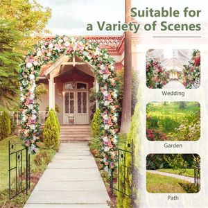 Arco da Giardino 2-in-1 in Metallo Zincato Nero con Doppie Porte Bloccabili e Recinzione Laterale a Traliccio - Product Image 5