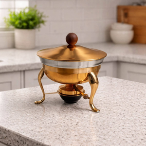 Golden-tone mini <b>server</b> with a silver accent and dark wooden knob. Compact & stylish For Hotel Restaurant Wedding Party or Home - Product Image 1