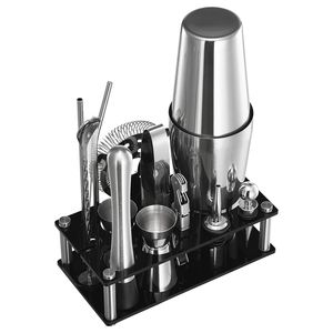 Set da Cocktail 14 Pezzi in Acciaio Inox, Kit da Barman Boston con Supporto in Acrilico, Mixer, Cucchiaio e Accessori per Martini - Product Image 1