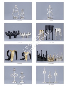Support de bougie en verre et métal aluminium, bougeoir, candélabre, finition noire, fait main, accessoires de décoration de table - Product Image 3
