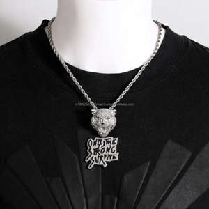 Collier pendentif tigre glacé Hip Hop Moissanite pendentif diamant seulement le fort survivre cité dit pendentif chaîne Hip Hop - Product Image 1
