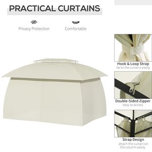 Beige 13x10 Outdoor <b>Canopy</b> Double Vented <b>Roof</b> Zipper Closure Patio Gazebo Metal Pole Sidewalls for Garden Lawn Backyard Deck - Product Image 5