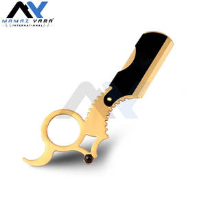 Rasoir droit professionnel plaqué or pour barbier, rasoir droit à anneau unique pour hommes, rasoirs de haute qualité avec logo personnalisé gravé - Product Image 5
