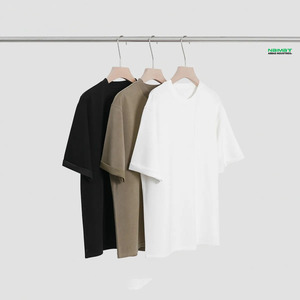 เสื้อยืดโอเวอร์ไซส์ผู้ชาย ผ้าฝ้าย ทรงหลวม ไหล่ตก สไตล์ลำลอง เรียบง่าย แขนครึ่งตัว เสื้อสตรีทแวร์ - Product Image 3