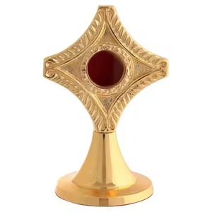 Monstrance Reliquaire en Laiton avec Design Traditionnel pour Baptême, Mariage, Décoration Intérieure – Couleur et Logo Personnalisables, Présentoir de Table - Product Image 5
