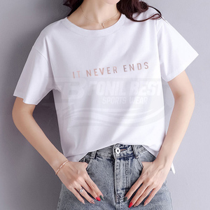 Camiseta Casual de Hip Hop para Mujer, Personalizada, Holgada, 100% Algodón Tejido, Anti-Pilling, Ecológica, Transpirable, 180g, con Logotipo Estampado - Product Image 3