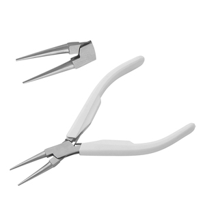140mm <b>Long</b> <b>Nose</b> Precision Needle <b>Nose</b> Pliers Stainless Steel Smooth Jaws Spring White Plastic Jewelry Making Circlip Crimping - Product Image 1