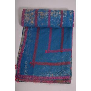 Lavinas Handmade Indian Cotton Kantha Gudri <b>Quilt</b> Boho Vintage <b>Throw</b> Bedspread Reversible Blanket Gift Decor Rajasthan - Product Image 4