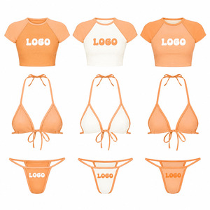 Bikinis de Color Personalizado, Trajes de Baño Bordados, Trajes de Baño Sexys para Mujer, Conjunto de Bikini de Dos Piezas con Sublimación, Bikini Triangular Micro Sexy al por Mayor - Product Image 1