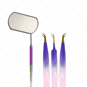 2026 ODM Private Label 4 Piece Stainless Steel Eyelash Tweezers Set with Mirror High Quality Beauty <b>Tool</b> for Extensions - Product Image 3