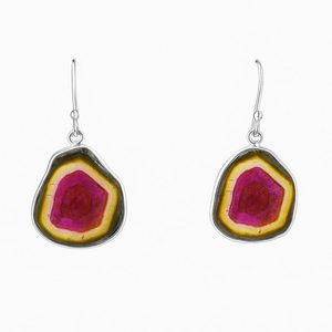 Boucles d'oreilles pendantes en tourmaline pastèque pour femmes, faites à la main, pierres précieuses naturelles, bijoux élégants et tendance, cadeau de mode - Product Image 3